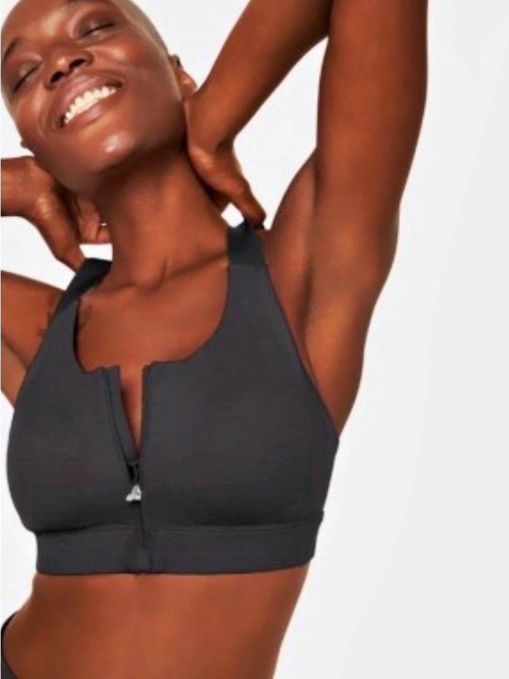 Outdoor Voices Powerhouse Black Zip Front Sports Bra - Size Small - Like New